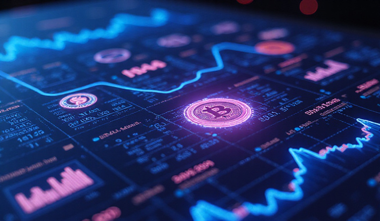 Fintech innovation concept with digital interface